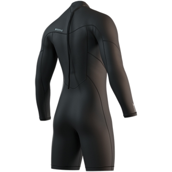 2026 Mystic Mens Brand 3/2mm Long Arm Back Zip Flatlock Shorty Wetsuit 35000.250034 - Black